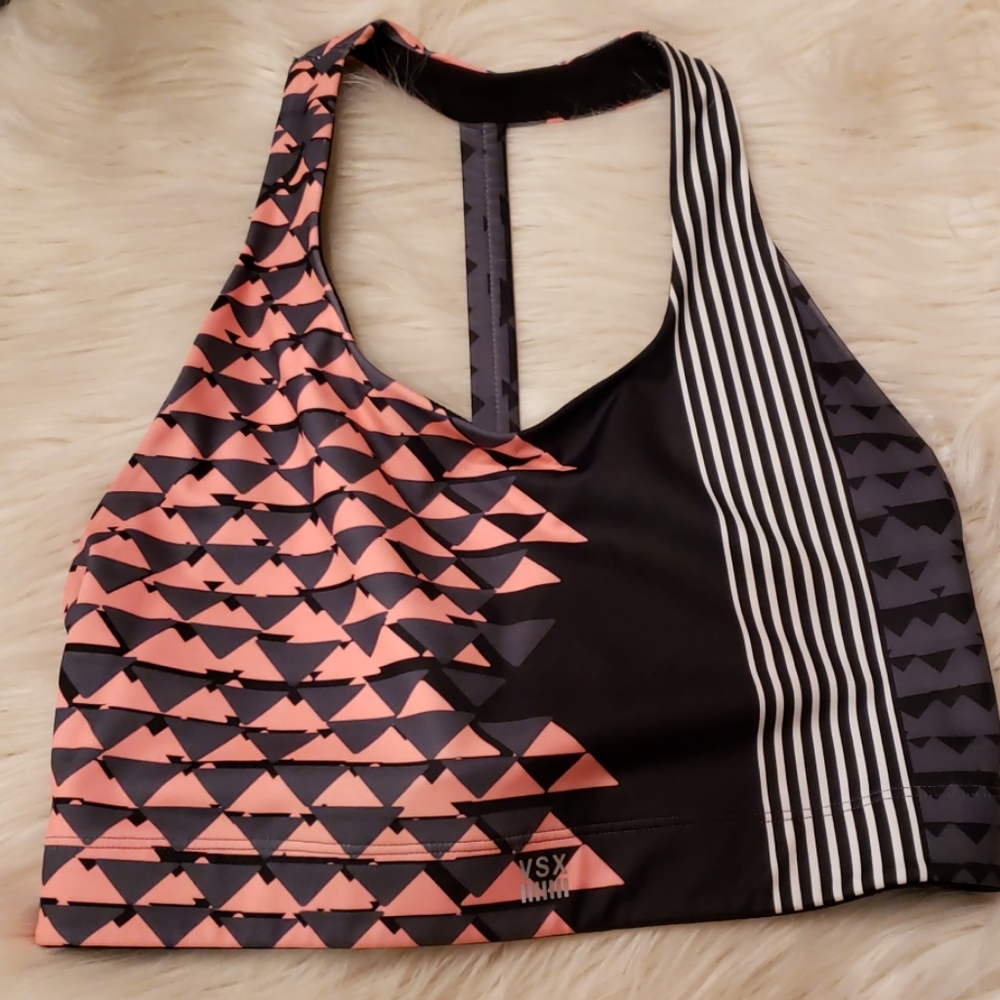VICTORIAS SECRET VSX SPORT CORAL GRAY SPORT BRA